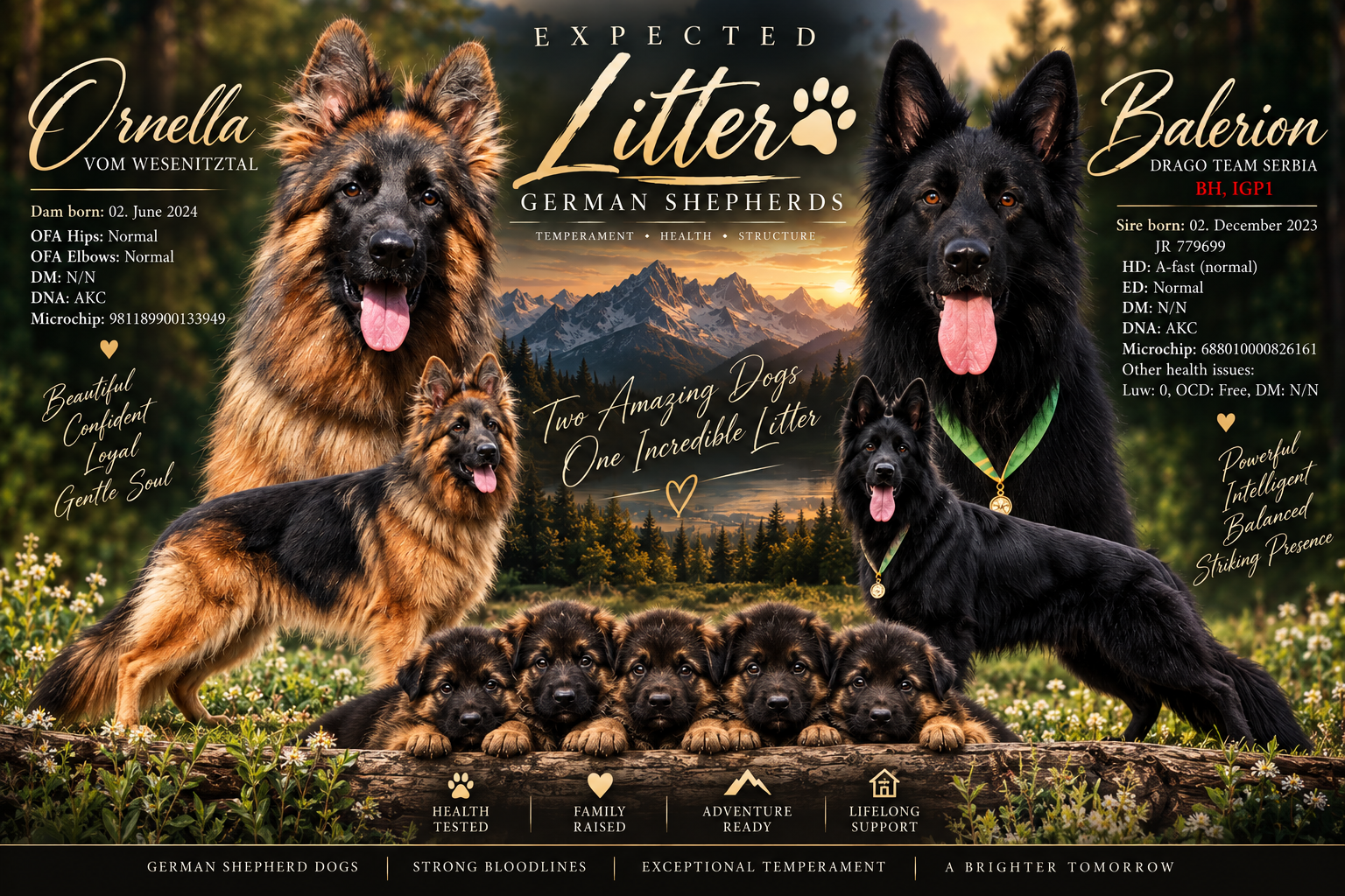 Ornella and Balerion expected litter artwork